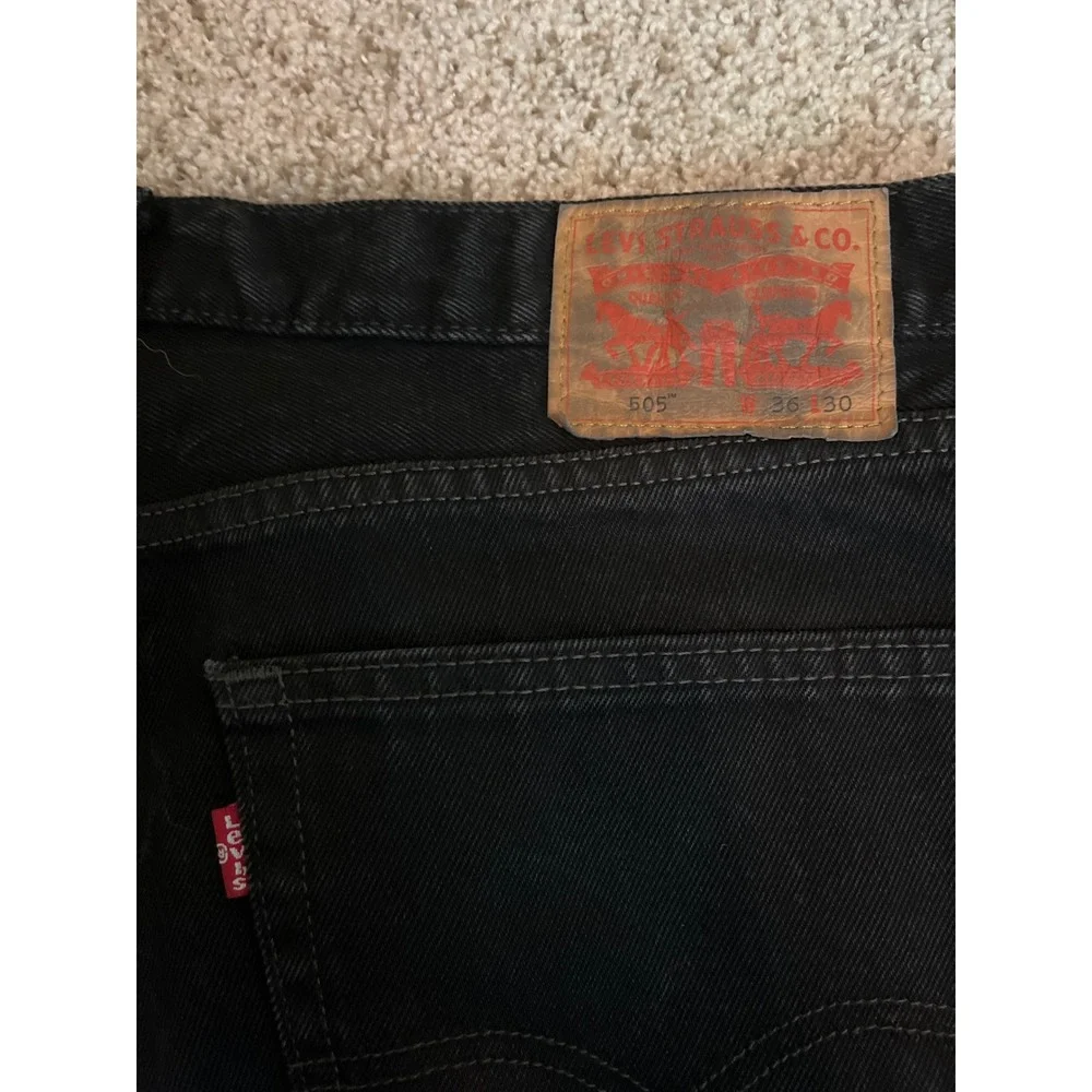 Levi's Men's 505 Straight Fit Jeans 36x30 Black Straight Leg Denim Pantss